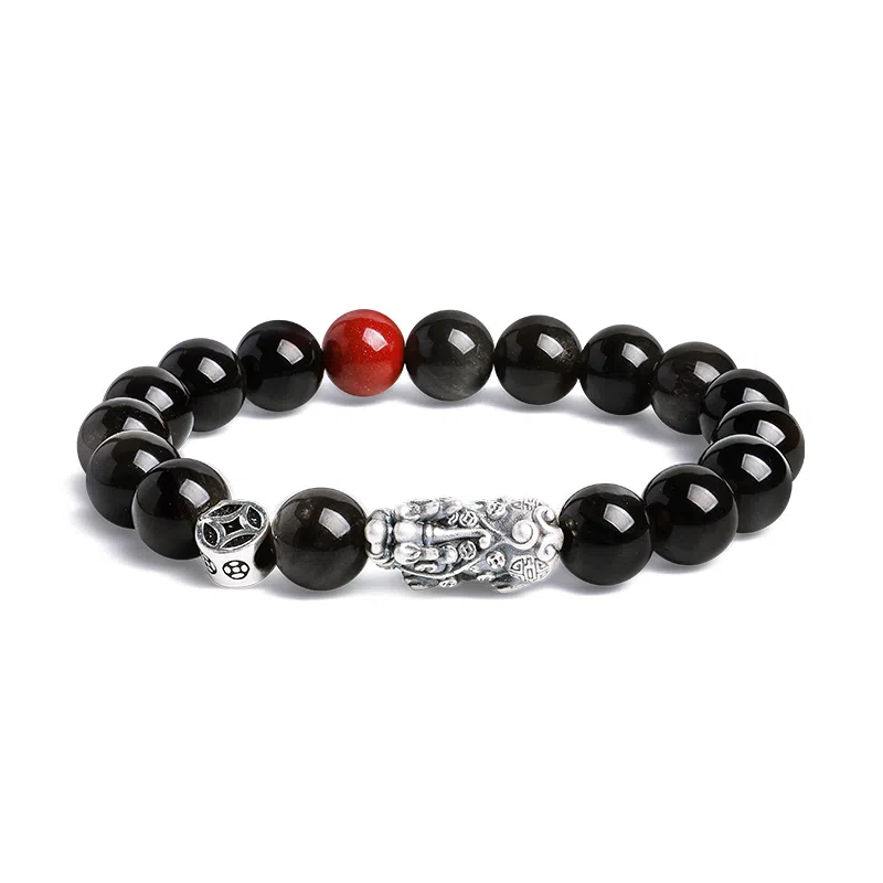 【来财貔貅】 印象眸 新中式国潮小众设计精致通勤风百搭财源滚滚素圈转运珠 礼盒包装#好运 黑曜石 手串 男女同款情侣款