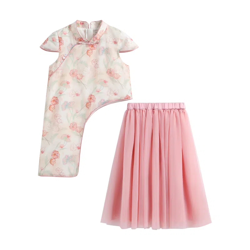 儿童款 【新中式国风】英氏 不规则下摆旗袍网纱半身裙汉服裙装套装