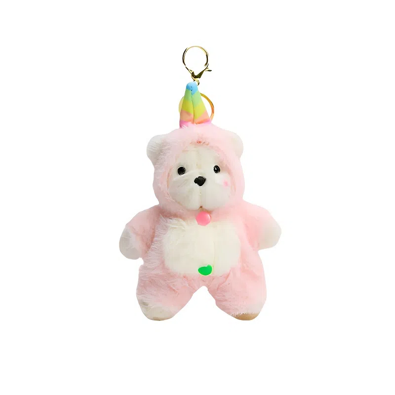 丹琴 卡通睡衣呆萌小熊装饰包包可爱鲨鱼公仔钥匙扣书包小玩偶 毛绒 挂件 男女同款情侣款