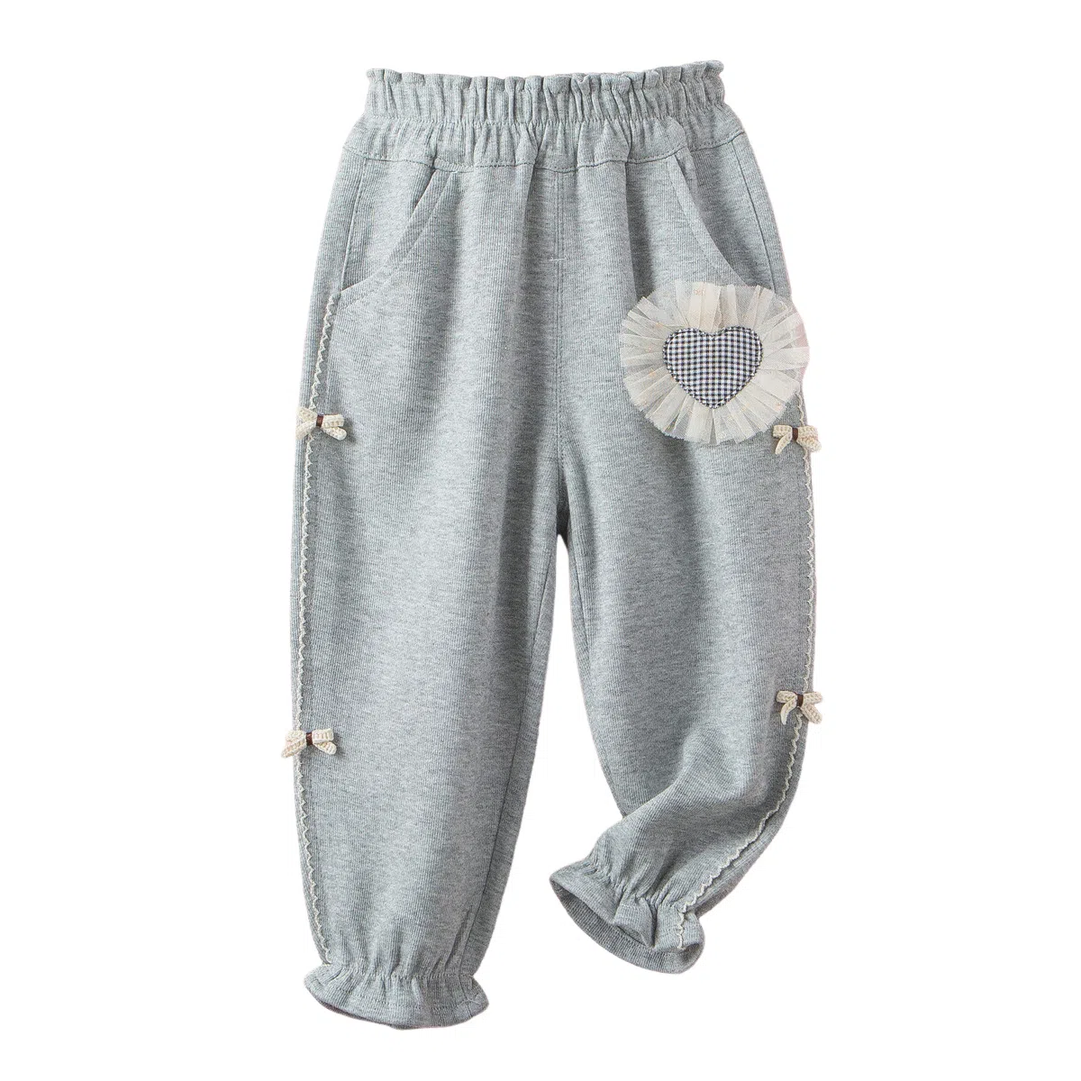 十月妈咪 花边松紧腰束脚休闲裤 儿童款