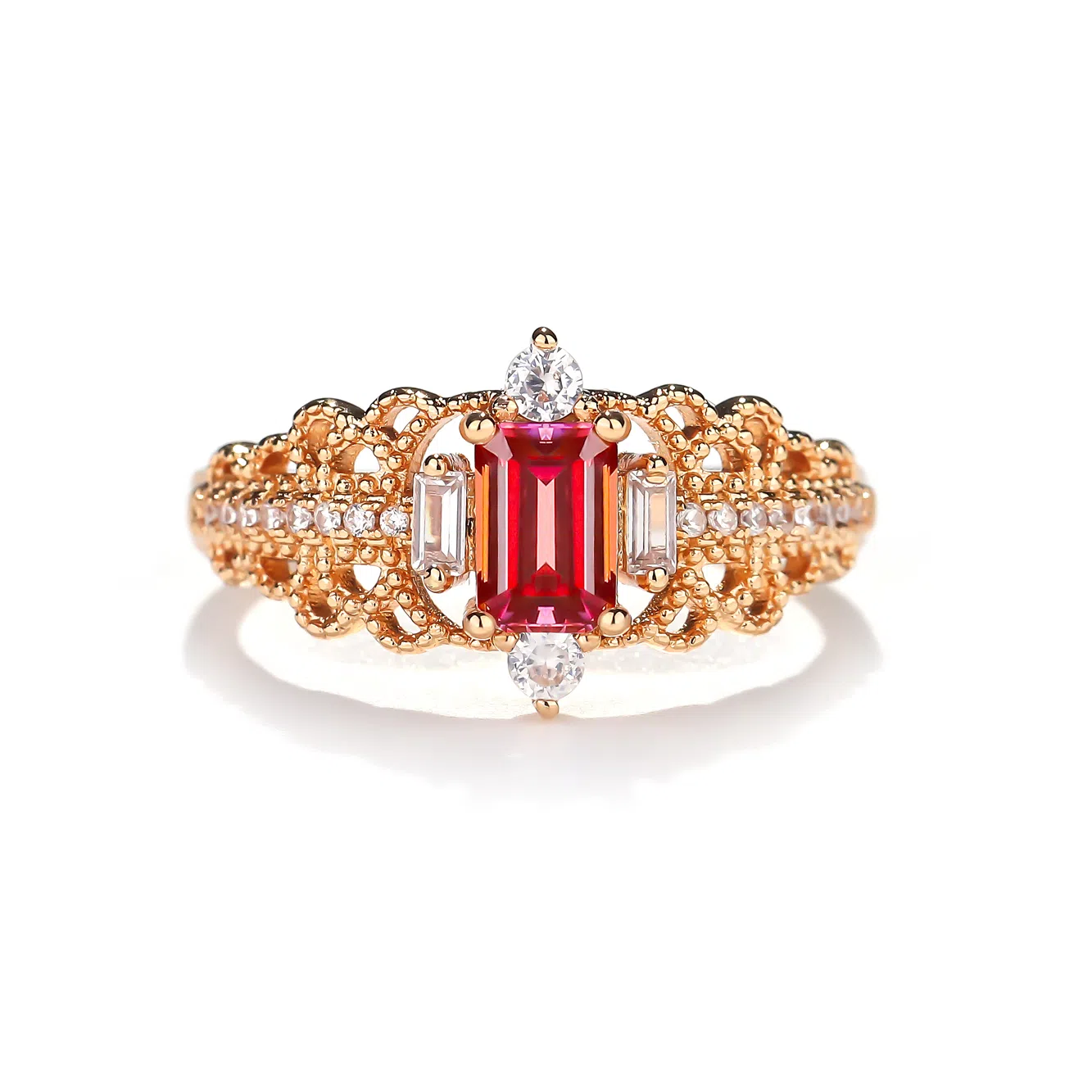 金杰福 拉复古风蕾丝方切冰花意大利工艺 合金 戒指 女款