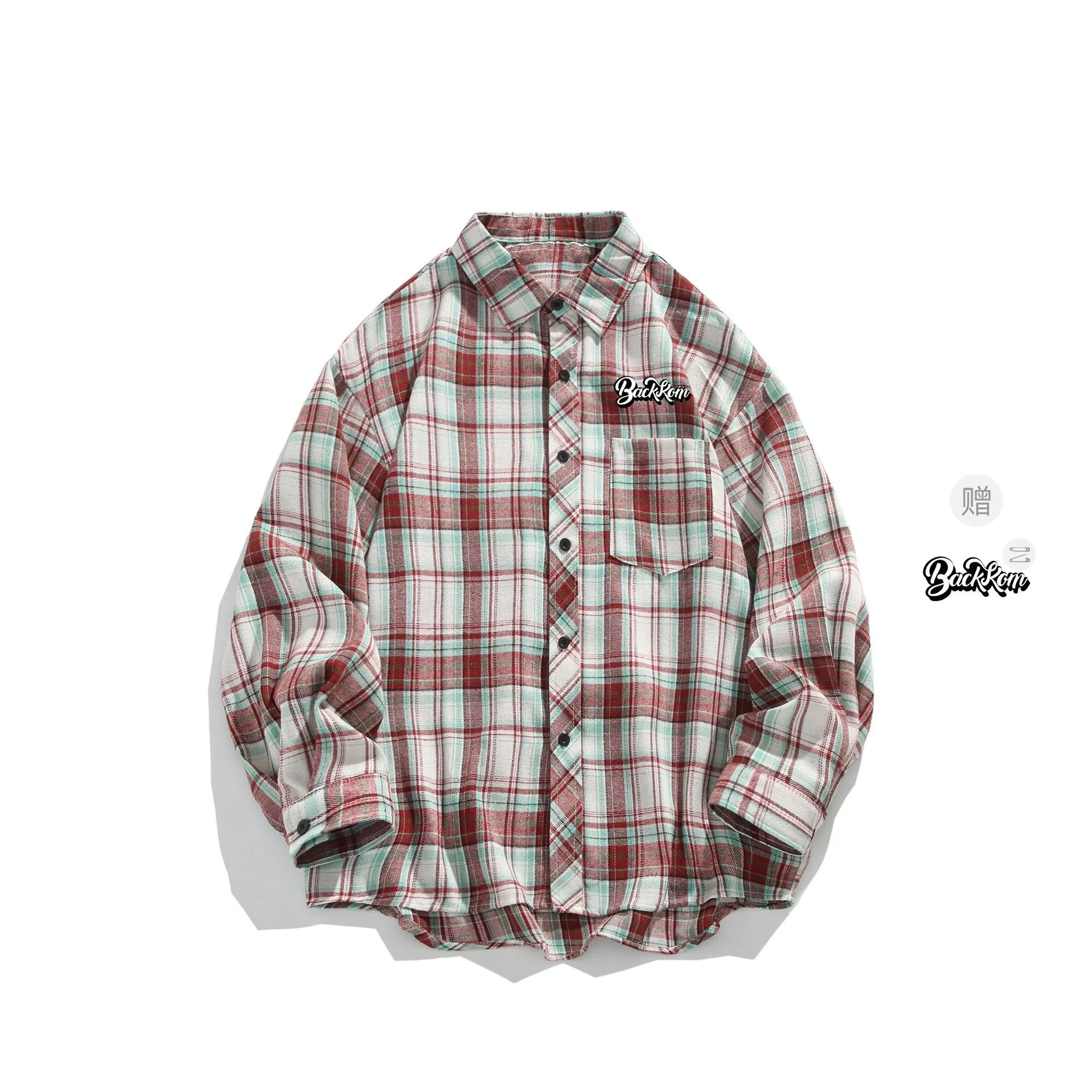 大卫贝肯 美式高街复古学院风基础款格子条纹设计潮牌痞帅高级感外套翻领垂感百搭宽松落肩长袖衬衫 男女同款