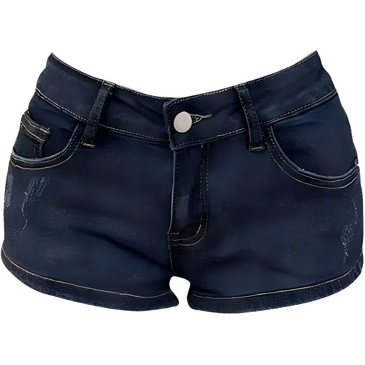 么宁 时尚舒适百搭牛仔短裤 女款 深蓝色