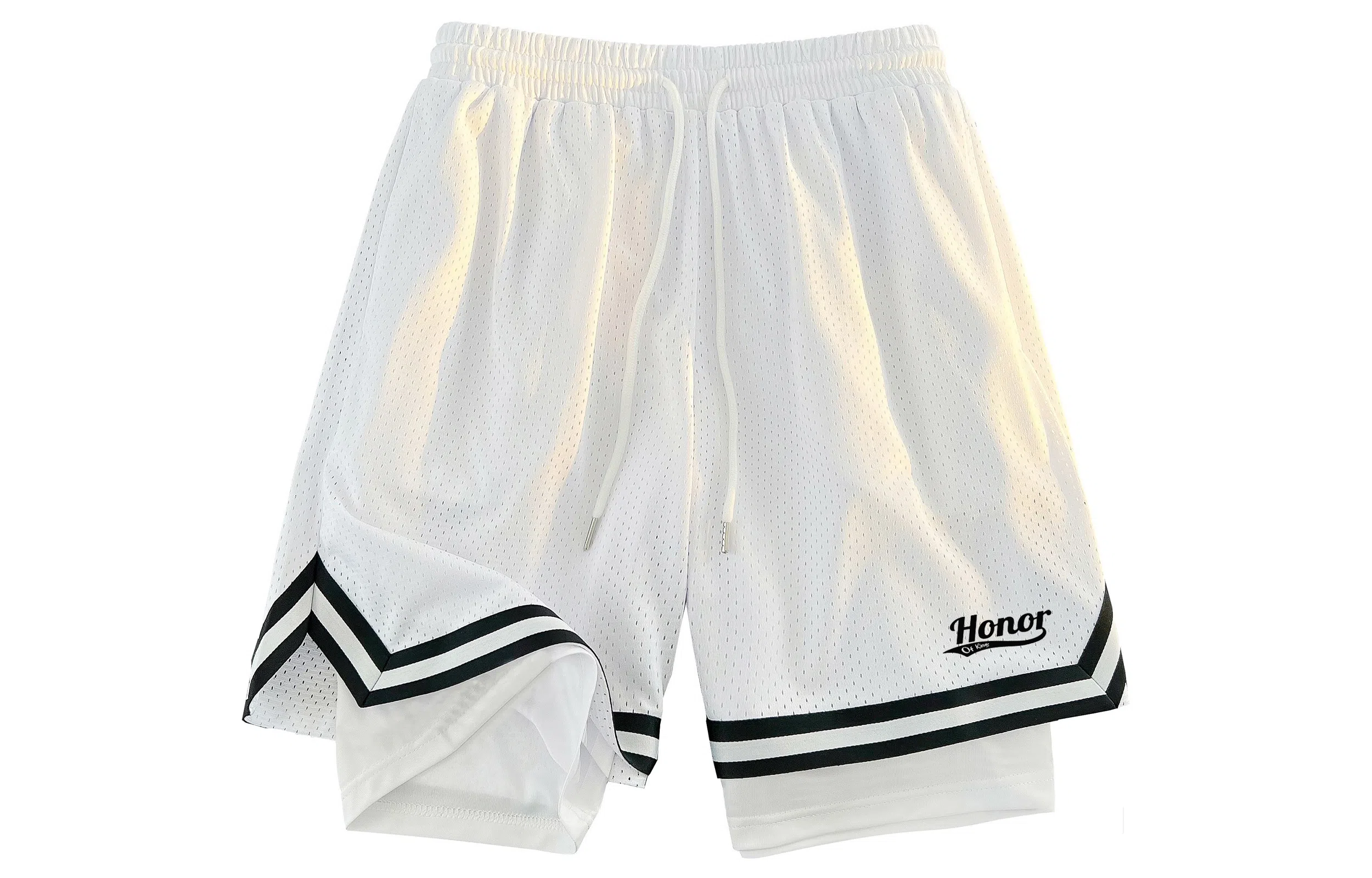 王者荣耀 不过膝美式训练网眼透气五分假两件运动宽松休闲短裤篮球裤 男女同款