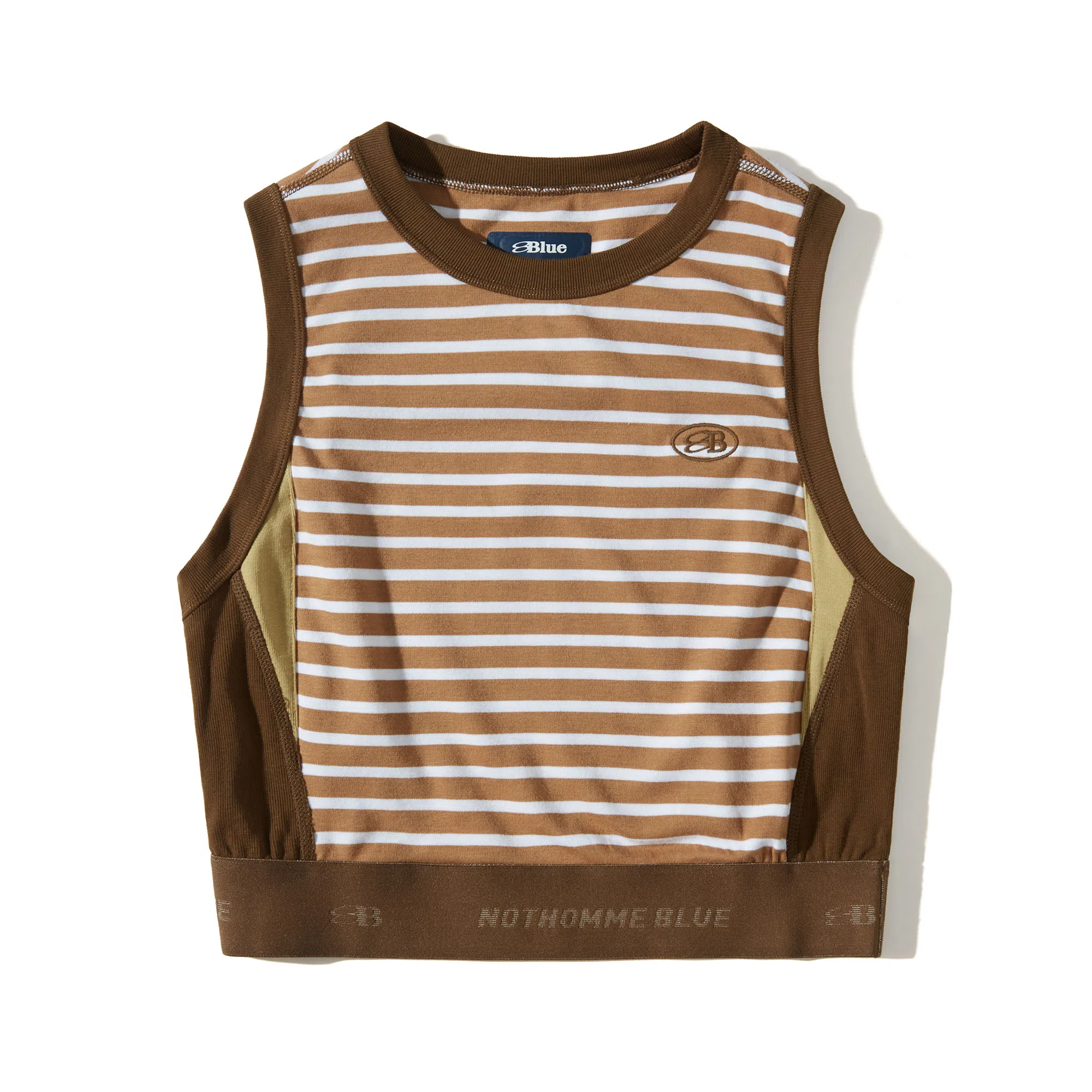 蓝岐 户外短款修身无袖打底上衣复古条纹宽肩运动背心 女款