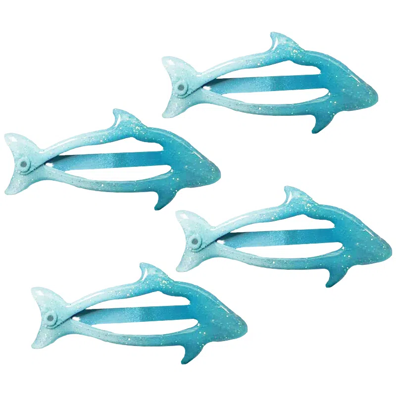 蒙妮 多巴胺蓝色小海豚侧边夹 树脂 发夹 女款