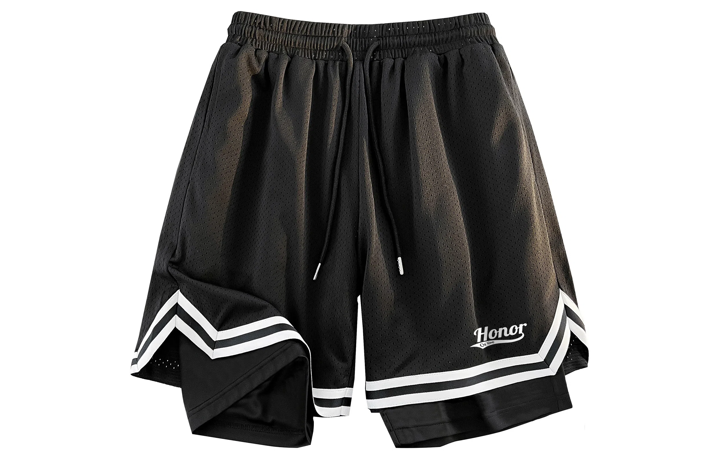 王者荣耀 不过膝美式训练网眼透气五分假两件运动宽松休闲短裤篮球裤 男女同款