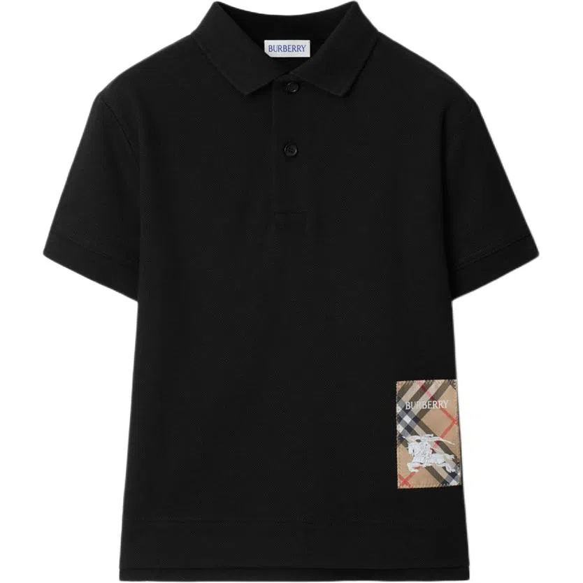 Burberry Check Label T-Shirt Black Kids