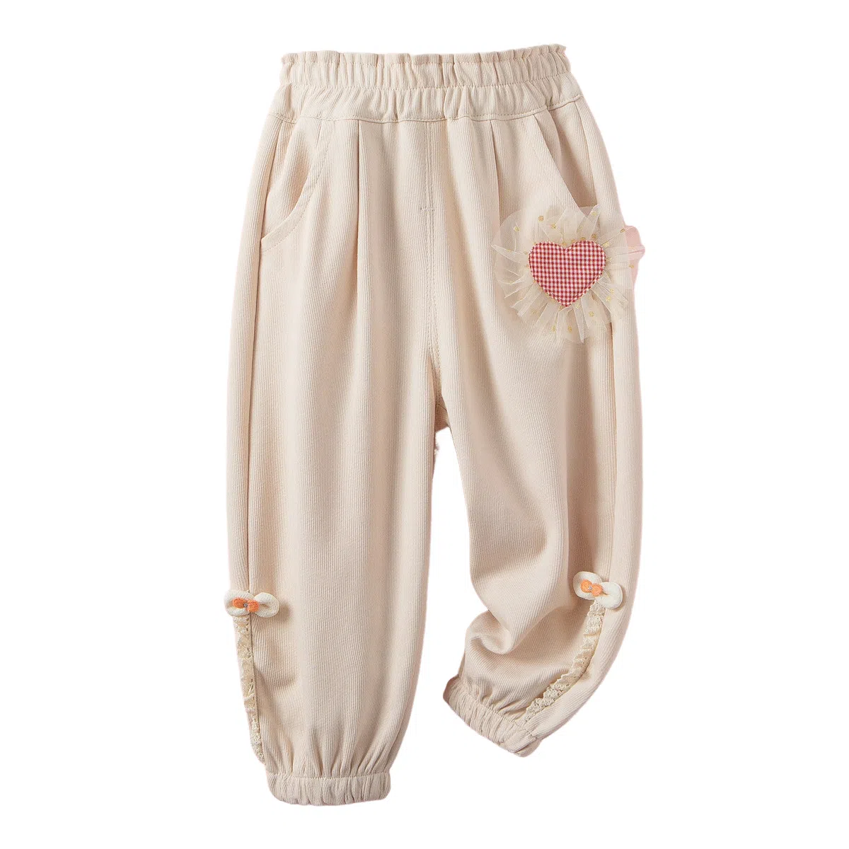 十月妈咪 立体装饰松紧束脚休闲裤 儿童款