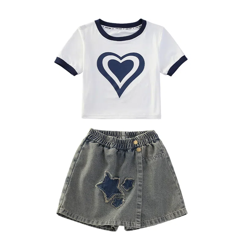 大童 浪莎 百搭透气舒适休闲运动套装 白色