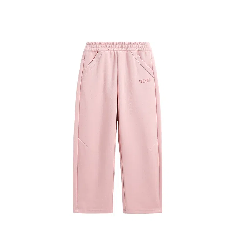 【5A抑菌】英氏 学院风纯色基础款宽松阔腿香蕉裤型卫裤中大童网眼透气针织运动裤 夏季 儿童款