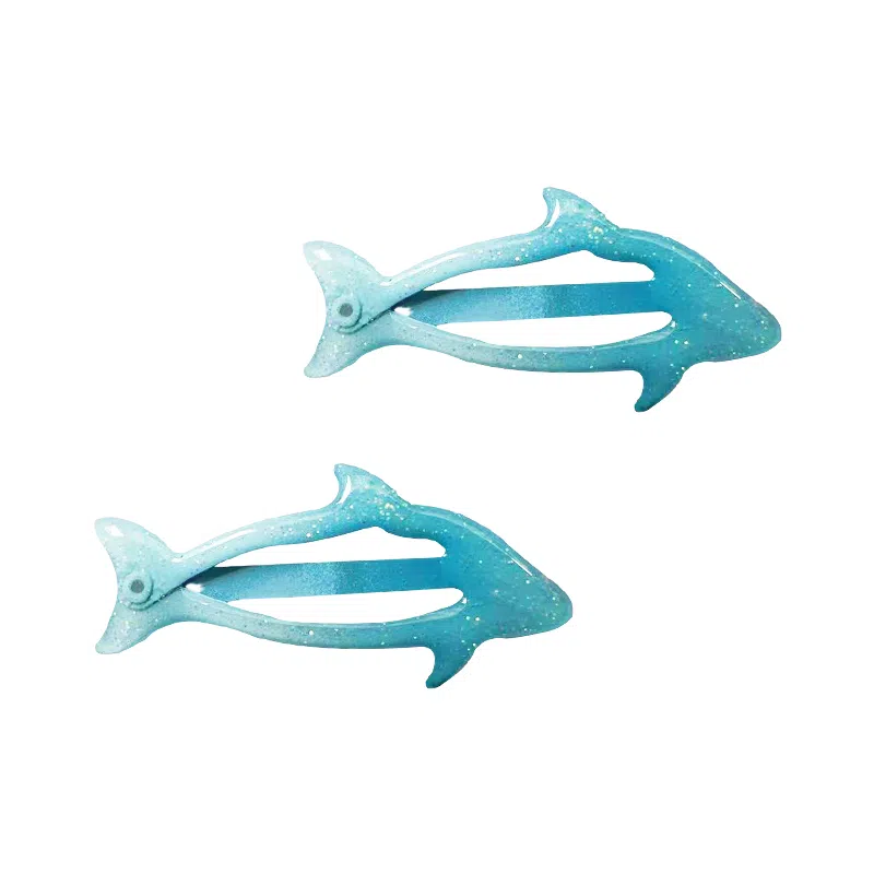 蒙妮 多巴胺蓝色小海豚侧边夹 树脂 发夹 女款