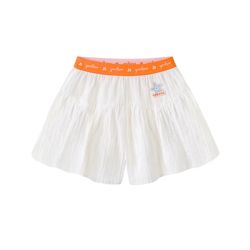 英氏 轻薄透气舒适儿童短裤 儿童款 金线素白