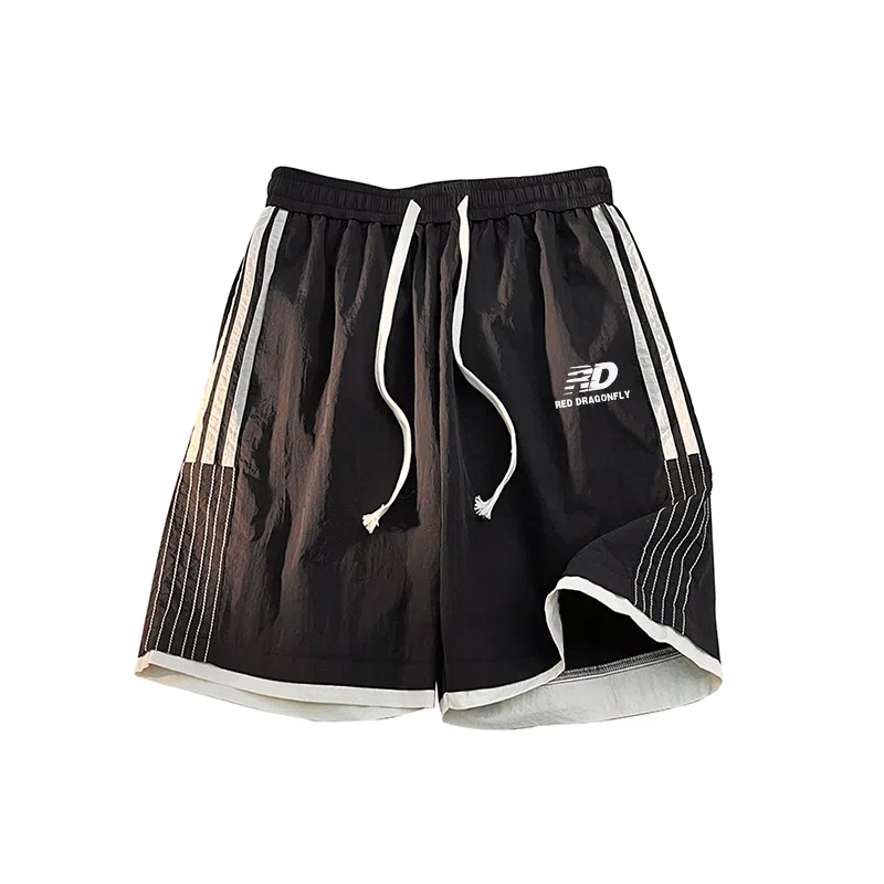 红蜻蜓 美式复古高街设计感多巴胺经典高级舒适宽松百搭日常通勤潮流时尚简约直筒运动健身五分休闲短裤 男女同款