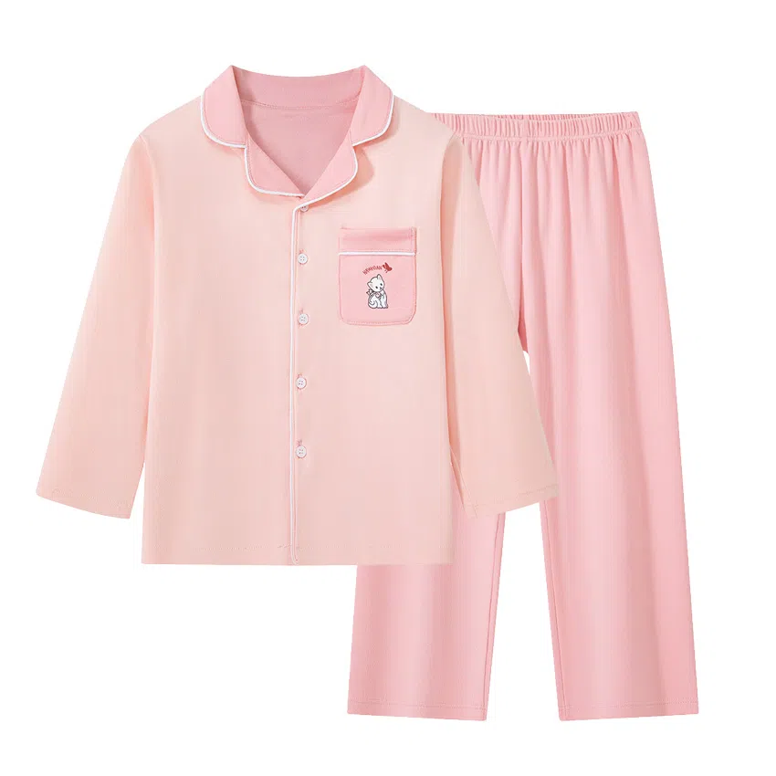 顶瓜瓜家居服 翻领舒适柔软 浅粉撞深粉青少年