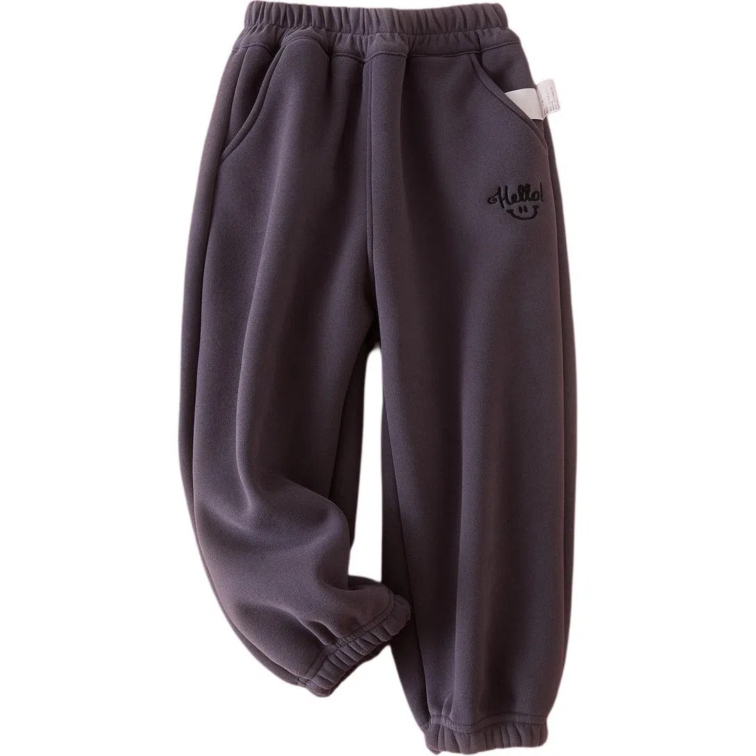 十月妈咪 笑脸休闲舒适长裤 深灰 中小童