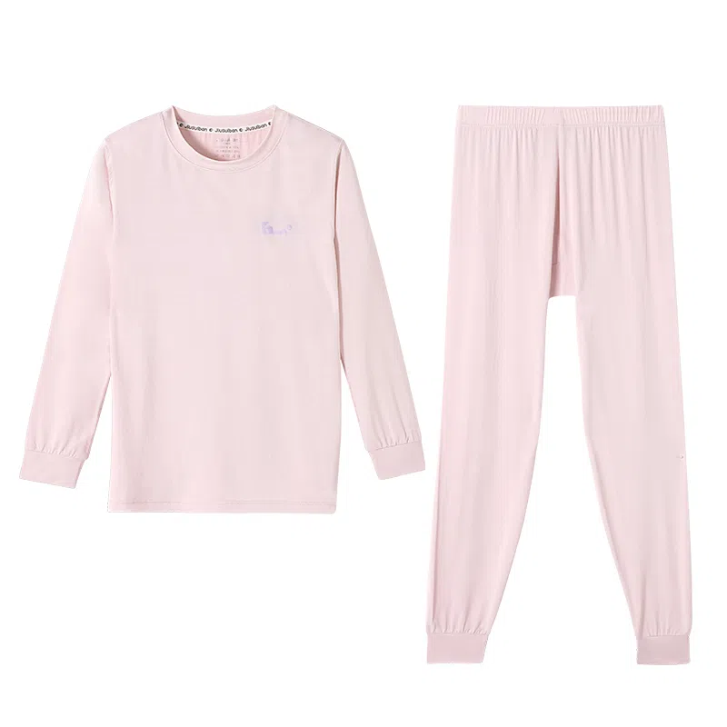 久岁伴 居家系列 舒适亲肤圆领长袖纯色长裤内衣套装青少年