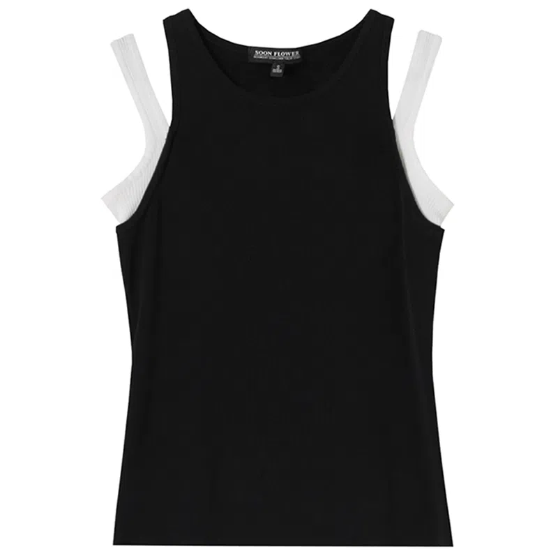 SHUEN Two-Piece Colorblock Tank Top Black