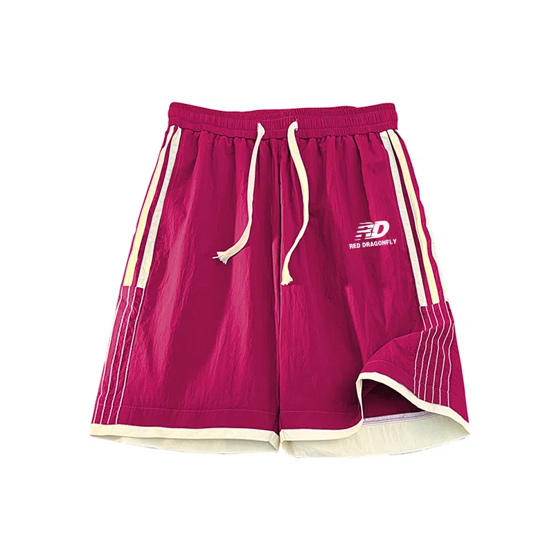 红蜻蜓 美式复古高街设计感多巴胺经典高级舒适宽松百搭日常通勤潮流时尚简约直筒运动健身五分休闲短裤 男女同款