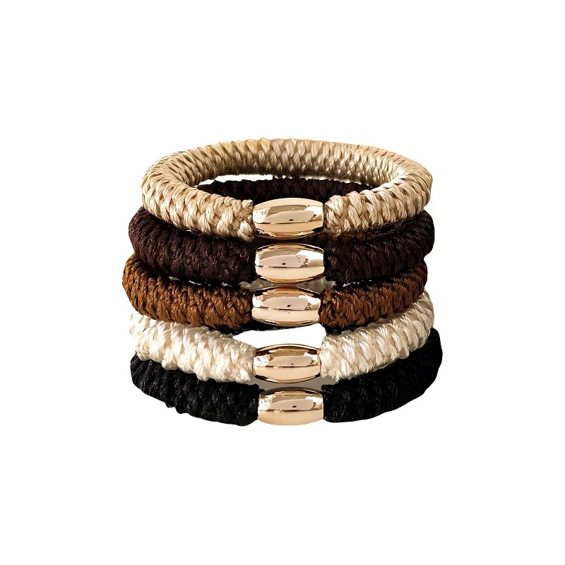 丹琴 无缝加粗运动编织发绳简约高马尾发圈不伤头发扎马尾气质皮套 弹力绳/合金 头绳 女款