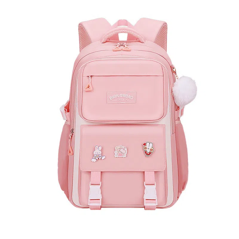 芭菲尼 高颜值减压减负初高中小学生防泼水护脊休闲大容量多隔层旅行学院百搭三件套组合 牛津布 书包背包双肩包 常规 儿童款 多色