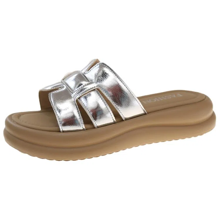 美洲爵士 日常简约百搭舒适通勤潮流 编织一字拖鞋 女