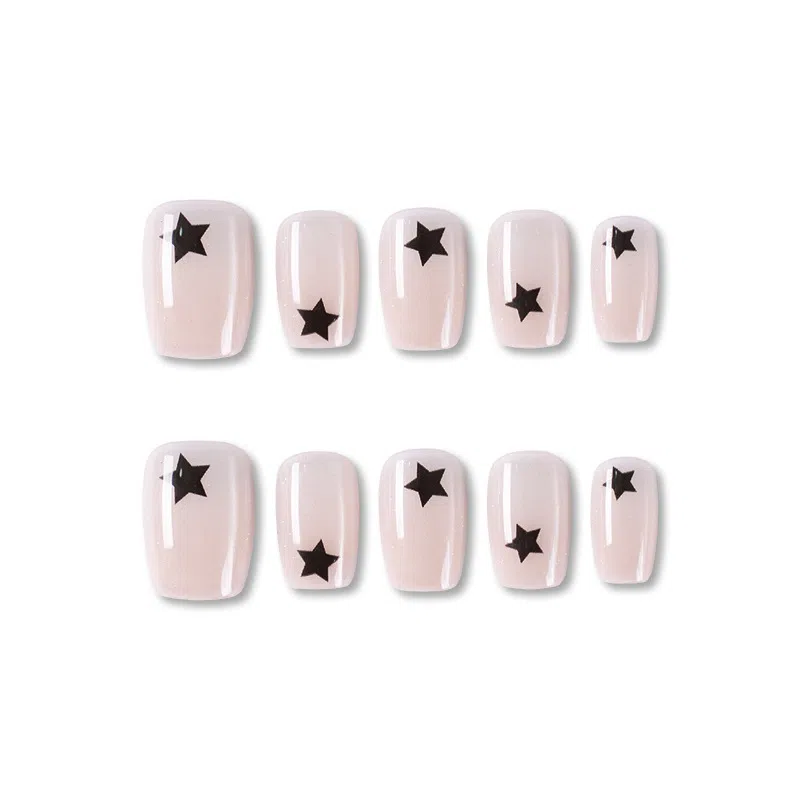 轻迎 夏季简约星星  穿戴甲 短款粉色纯色 猫眼