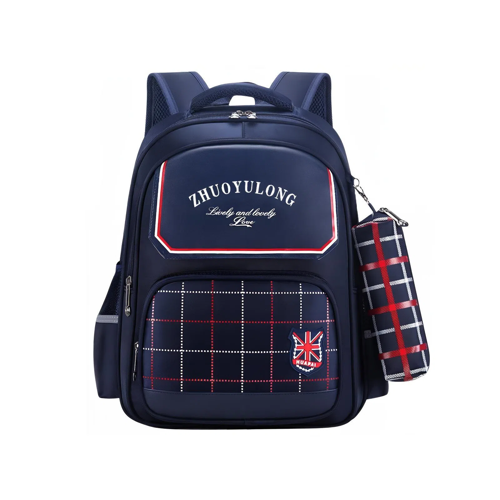 芭菲尼 开学季高颜值多隔层书包年级英伦风护脊减压双肩背包耐磨包包 牛津布 双肩包 儿童款 蓝色/粉色