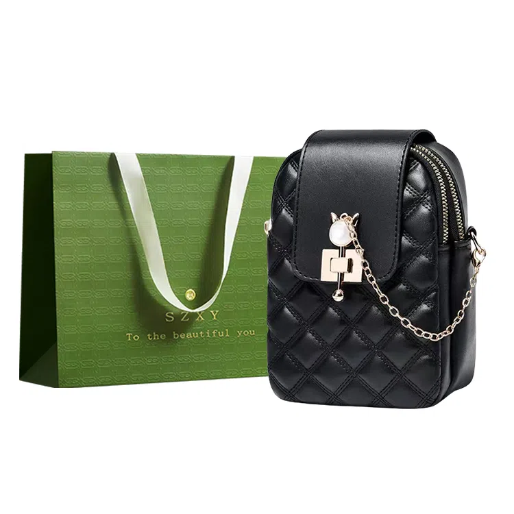 三只小鸭 手机包包菱格小众高级感包斜挎包女包 涤纶 单肩包 常规 女款