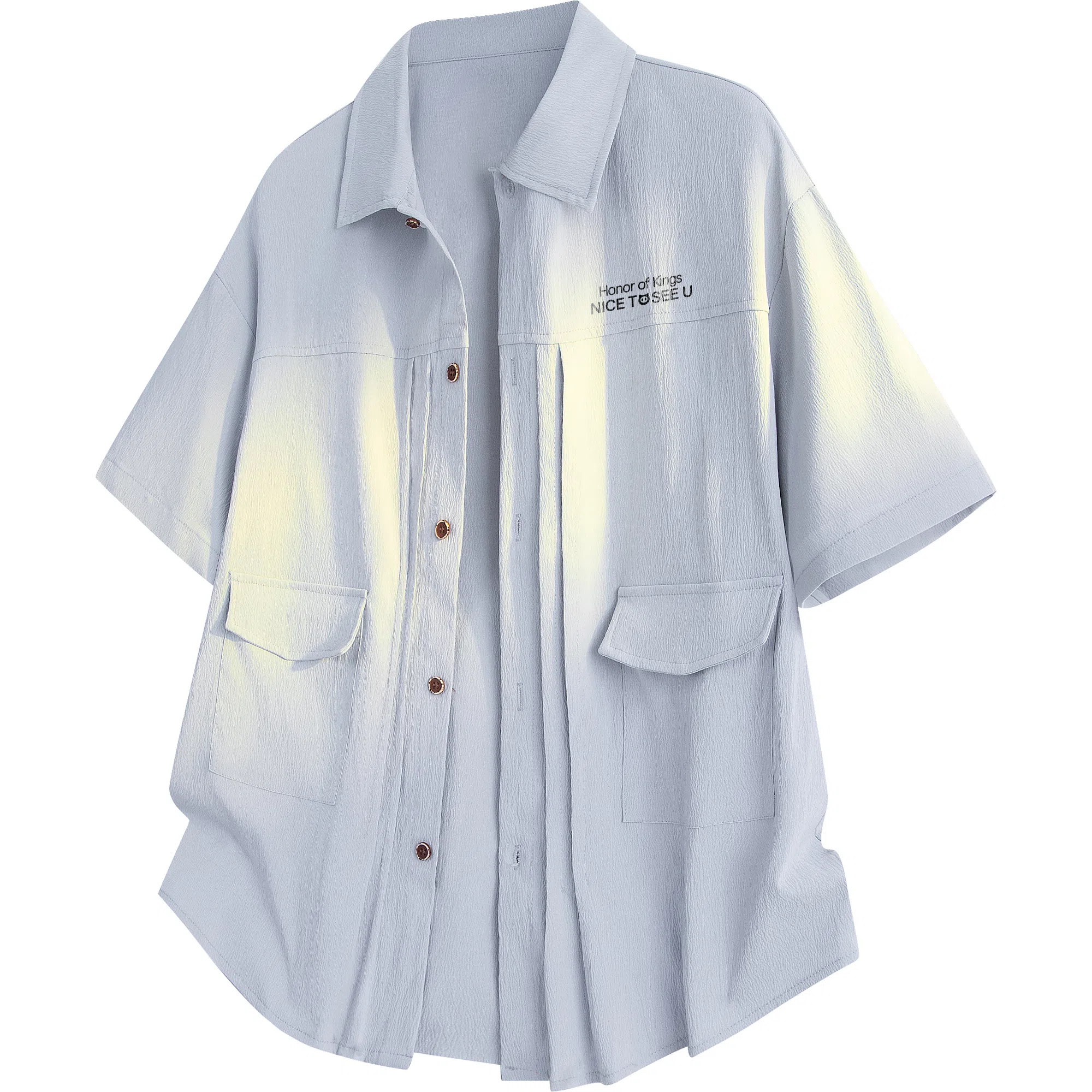 王者荣耀 鲁班七号款 美式复古街头宽松舒适柔软亲肤无性别主义设计感休闲短袖衬衫 男女同款