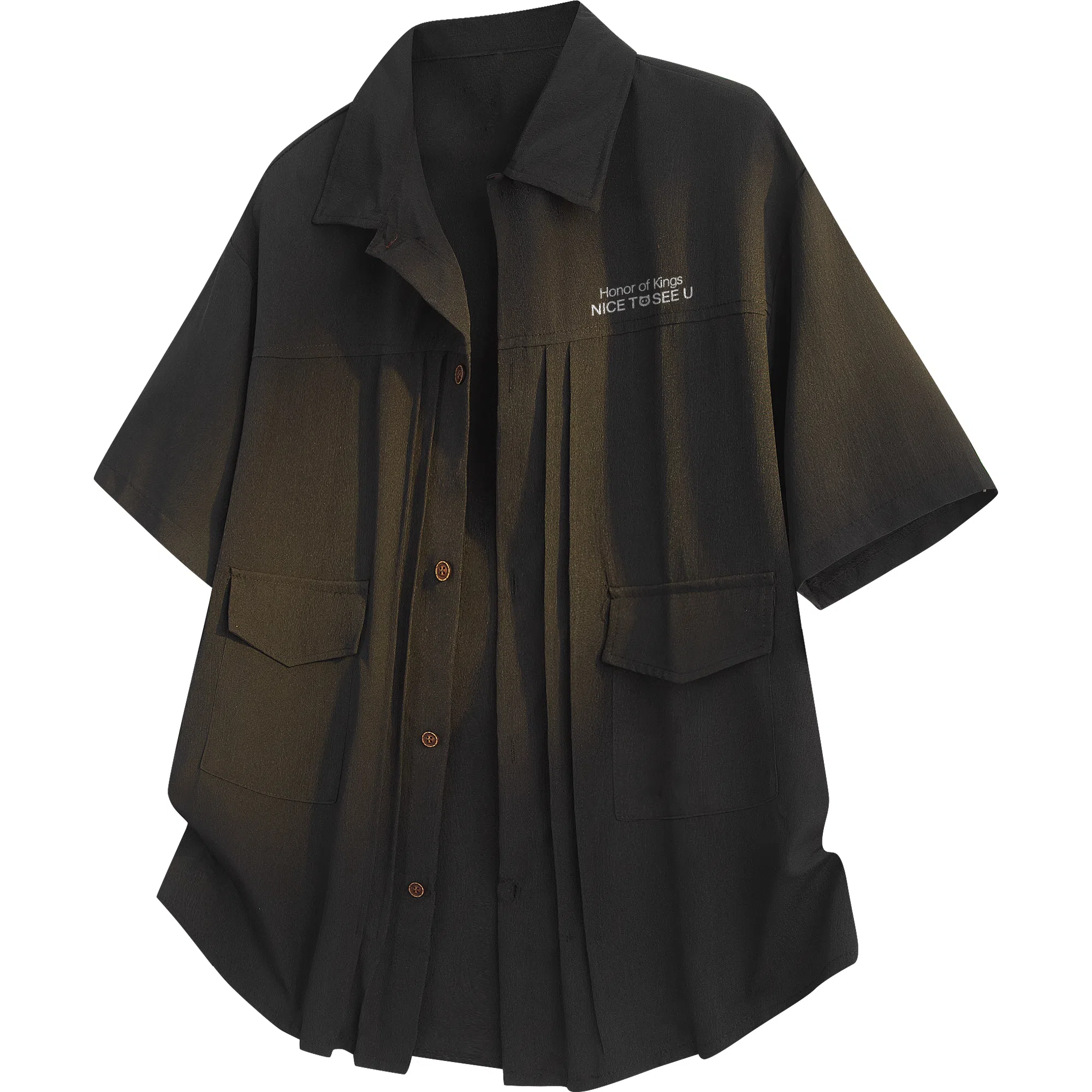 王者荣耀 鲁班七号款 美式复古街头宽松舒适柔软亲肤无性别主义设计感休闲短袖衬衫 男女同款