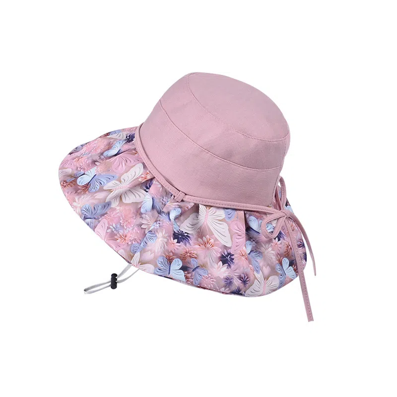 艾佳微 春夏时尚大帽檐户外旅游拍照出片时尚蝴蝶结优雅 聚酯纤维 防晒帽 女款