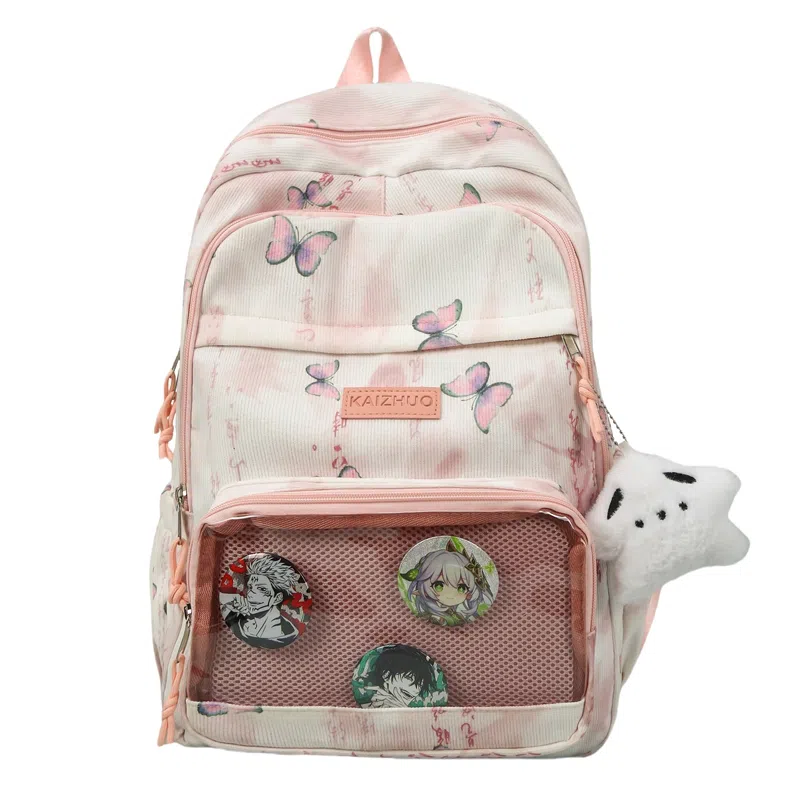 行途 新中式国风简约 条绒 双肩包 男女同款情侣款 灰色/粉色/卡其色/黄色/蓝色/绿色