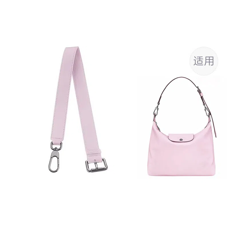 Longchamp Hobo Strap Gunmetal/White