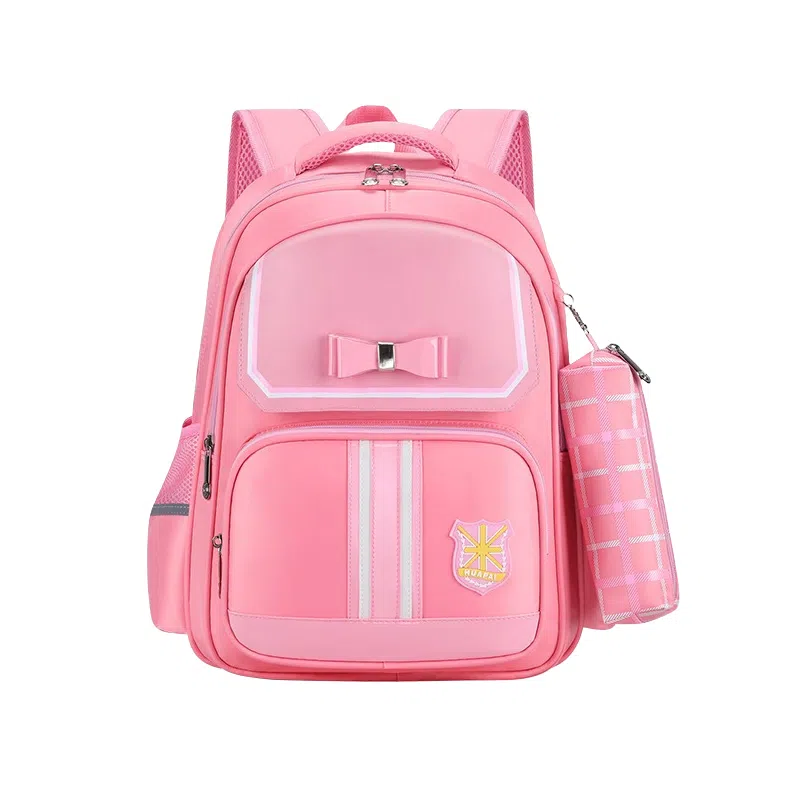芭菲尼 开学季高颜值多隔层书包年级英伦风护脊减压双肩背包耐磨包包 牛津布 双肩包 儿童款 蓝色/粉色