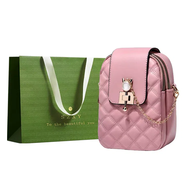 三只小鸭 手机包包菱格小众高级感包斜挎包女包 涤纶 单肩包 常规 女款