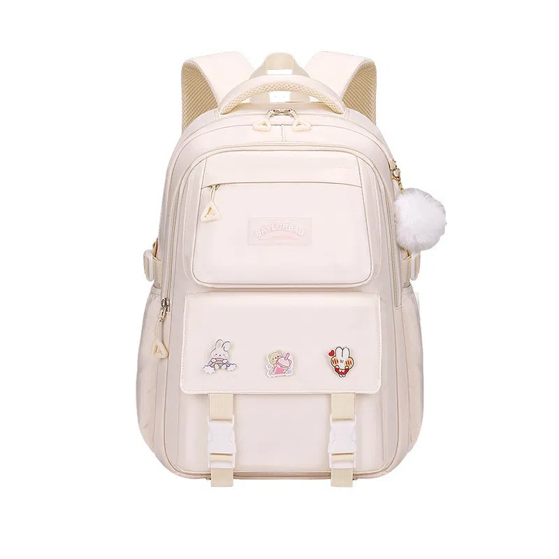 芭菲尼 高颜值减压减负初高中小学生防泼水护脊休闲大容量多隔层旅行学院百搭三件套组合 牛津布 书包背包双肩包 常规 儿童款 多色