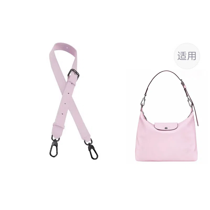 Longchamp Hobo Strap Gunmetal/White