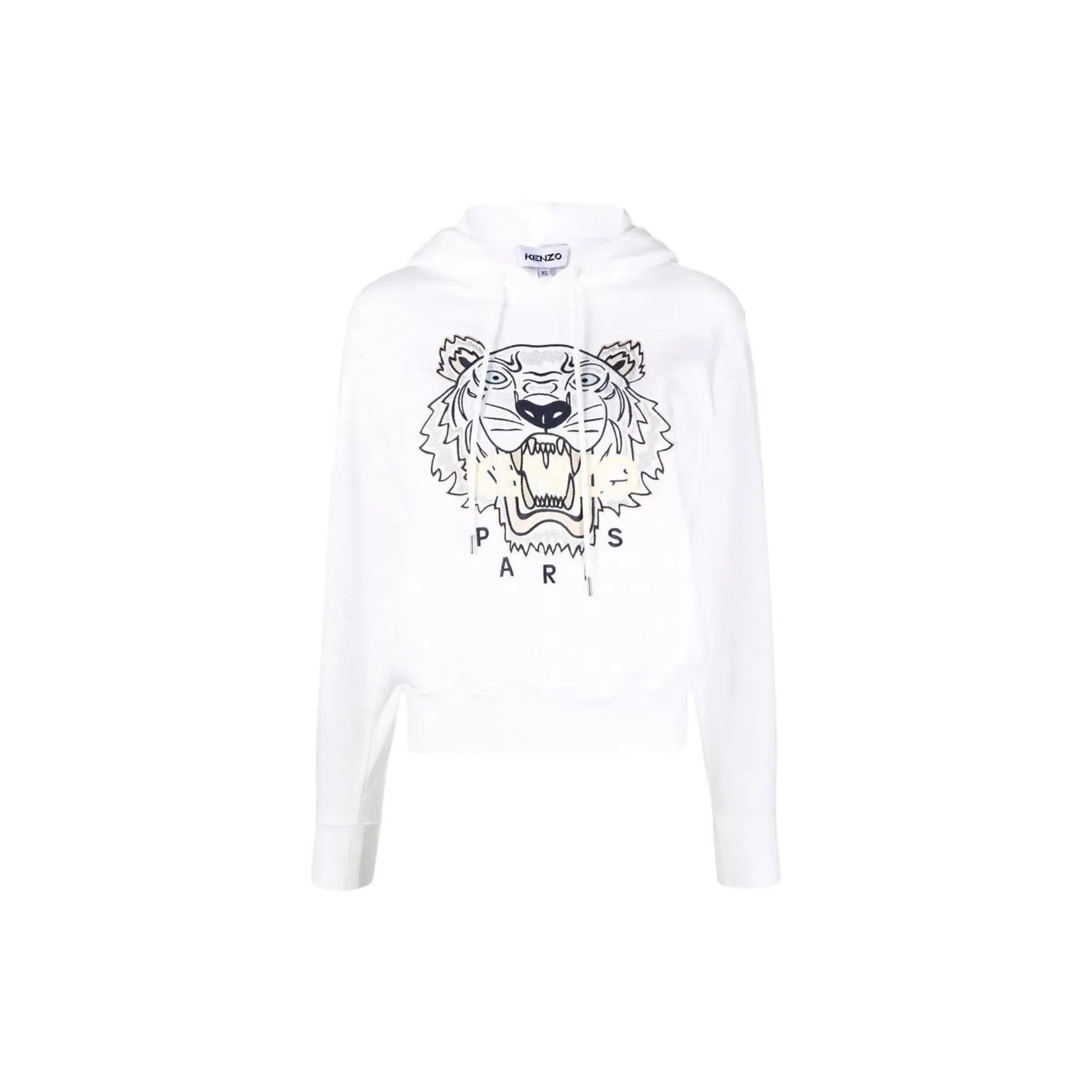KENZO SS22 Logo Embroidered Hoodie White