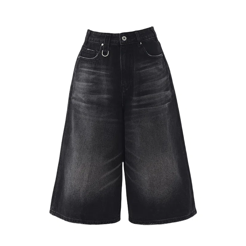 玫丝朵 复古高腰宽松牛仔短裤 女款