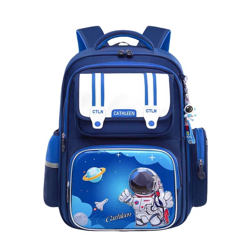芭菲尼 校园英伦风宇航员小书包一二三到六年级护脊减负初中生大容量 牛津布 学生包 常规 儿童款 宝蓝色/红拼宝蓝/绿拼宝蓝