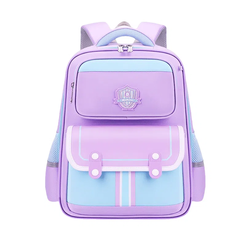 芭菲尼 耐磨耐脏防泼水拼色双肩包 牛津布 童包 大号 儿童款 英伦红/绿色/粉色/紫色