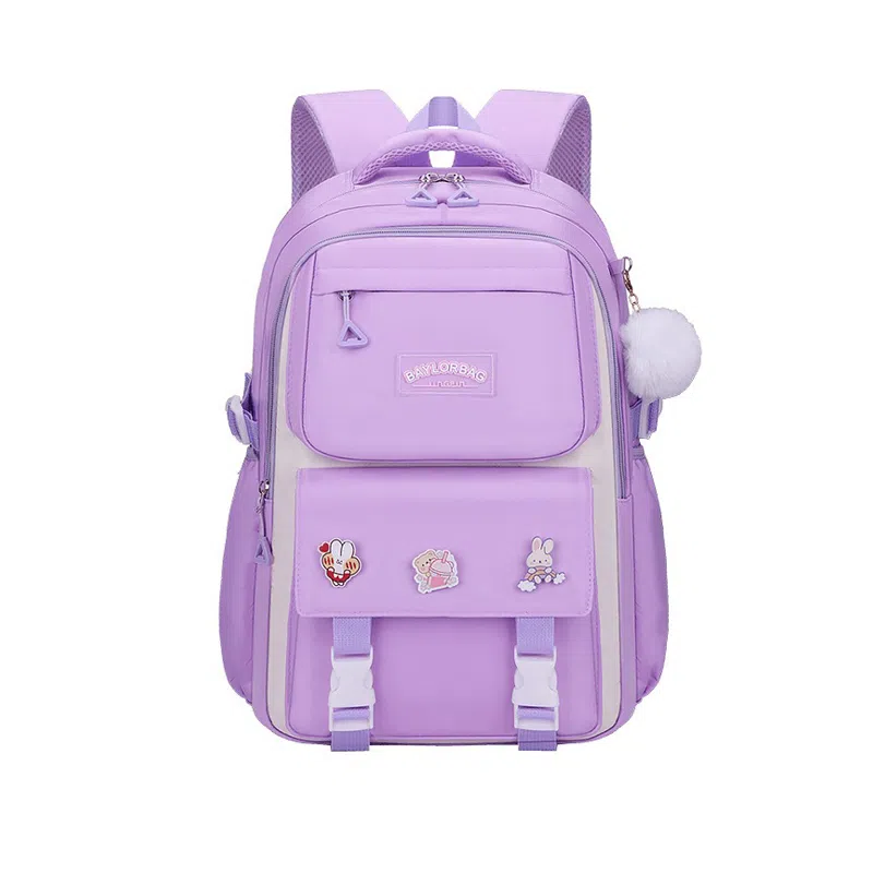 芭菲尼 高颜值减压减负初高中小学生防泼水护脊休闲大容量多隔层旅行学院百搭三件套组合 牛津布 书包背包双肩包 常规 儿童款 多色