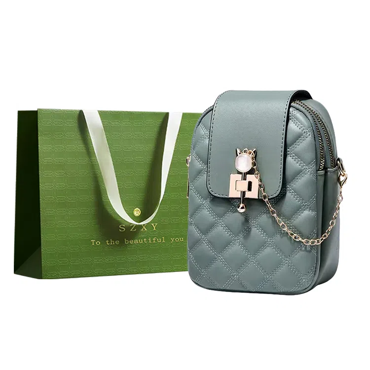 三只小鸭 手机包包菱格小众高级感包斜挎包女包 涤纶 单肩包 常规 女款