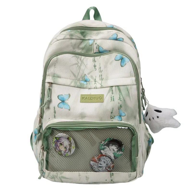 行途 新中式国风简约 条绒 双肩包 男女同款情侣款 灰色/粉色/卡其色/黄色/蓝色/绿色