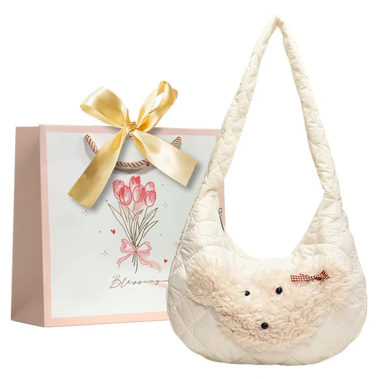 冠军小熊 可爱少女时尚卡通动漫百搭手拎 尼龙 腋下包单肩包 女款 白色/黑色