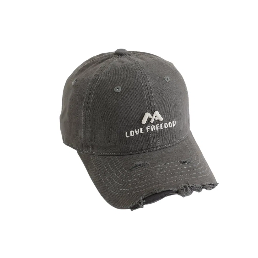 艾佳微 休闲流行美式个性破洞户外遮阳显脸小显白大头围 棉 鸭舌帽 男女同款情侣款