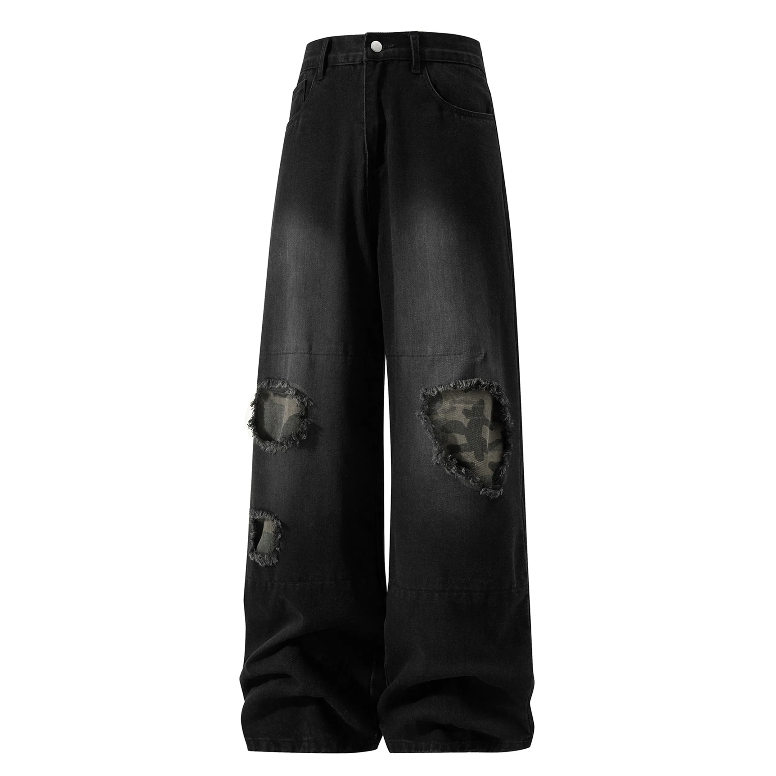 GDRX Vintage Washed Distressed Straight Jeans