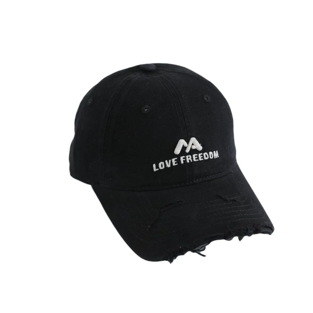 艾佳微 休闲流行美式个性破洞户外遮阳显脸小显白大头围 棉 鸭舌帽 男女同款情侣款