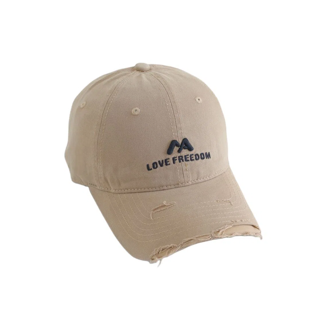 艾佳微 休闲流行美式个性破洞户外遮阳显脸小显白大头围 棉 鸭舌帽 男女同款情侣款